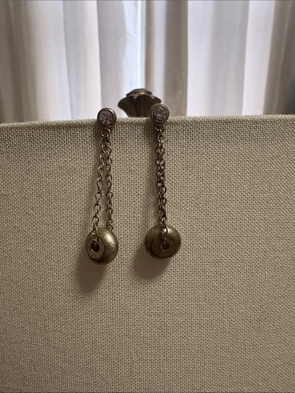 Dainty Double-Drop Chain Earrings in Antique Gold